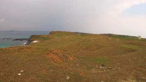 Super wide angle horizontal look out view to flat desert field formation on dry  Stock Footage 243000665