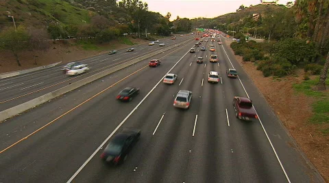 Super wide angle of LA highway Stock Footage 749368