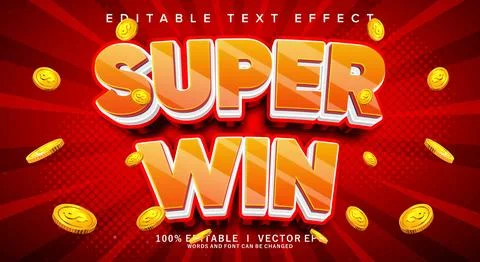Super win 3d vector text effect with modern style design Stock Illustration