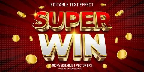 Super win vector 3d text effect with modern style design Stock Illustration