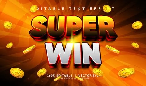 Super win vector text effect with modern style design Stock Illustration