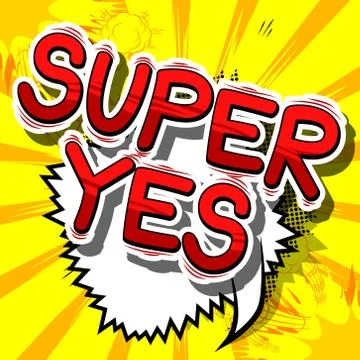 Super Yes - Comic book style word on abstract background. Stock Illustration
