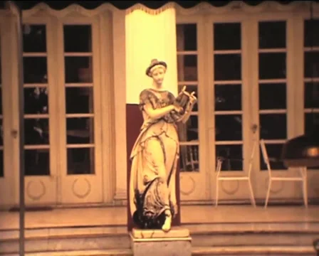 SUPER8 GREECE Corfu statues at Achillion Palace museum - 1978 Stock Footage 29664299