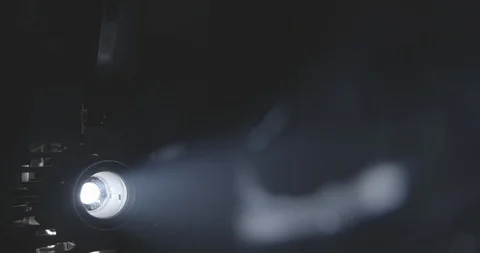 Super8-Projector Runs as Camera Tilts down, Lens Flare Stock Footage 91055464