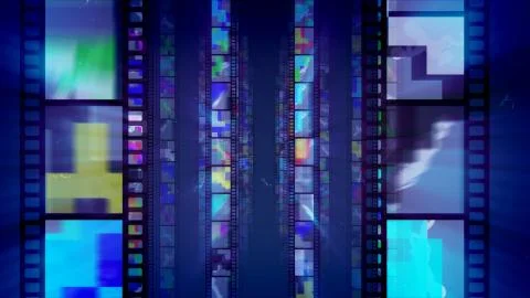 A superb 3d illustration of three vertical film stripes shining brightly bein Stock Illustration