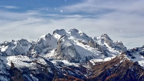 Superb 4k snow falling on mountains Stock Footage 138976606