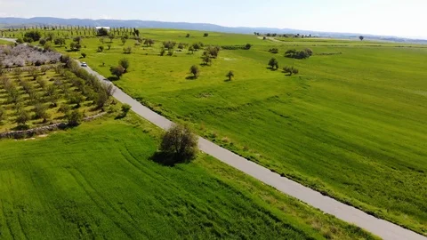 Superb aerial above green fields of Cyprus 2018 Stock Footage 87204402
