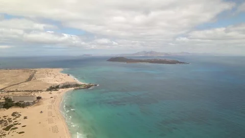 Superb drone view of the beach with white clean sand and crystal clear water. Stock Footage 283779479
