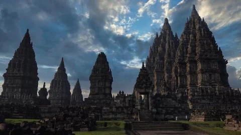 Superb Prambanan Temple with dramatic sky Foto stock