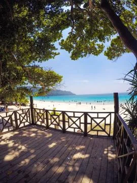 Superb view from a beach side tree house Stock Photos
