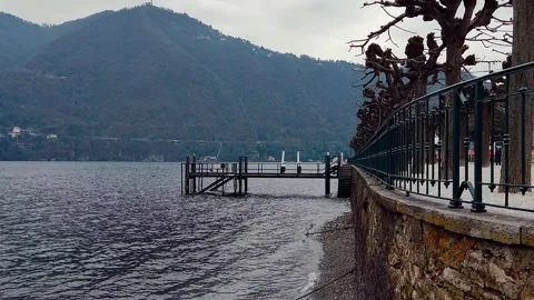 Superb view of Lake Como from the city of Cernobbio at Villa Erba 2 Stock Footage 232298763