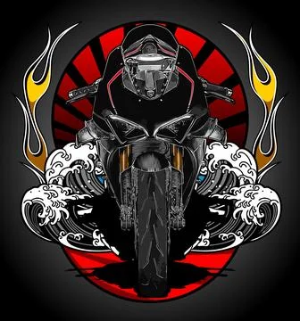 Superbike front view vector template Stock Illustration