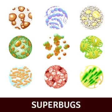 Superbugs Realistic Set Illustration