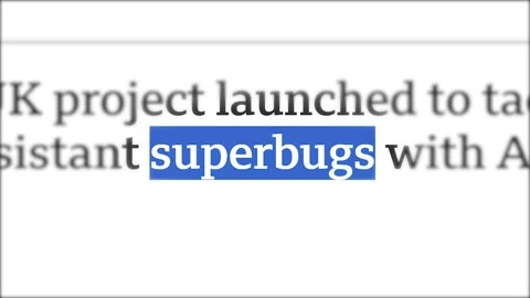 Superbugs text search highlight on screen kinetic typography animation Stock Footage 336011930