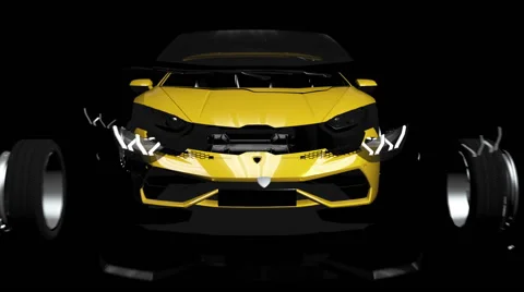 Supercar Assembling-disassembling Looped Animation with Alpha-Matte Stock Footage 58720815