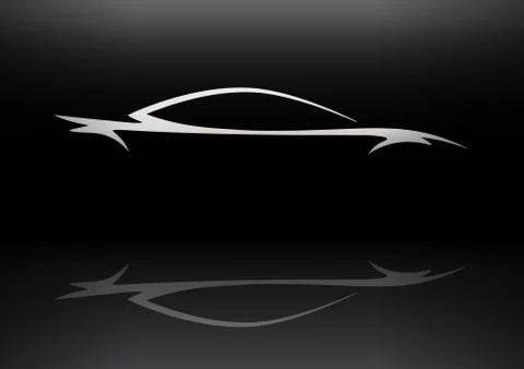Supercar silhouette design with reflection Stock Illustration