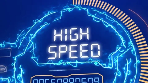 Supercar speedometer display. Message on the screen. Futuristic speedometer Stock Footage 196911013