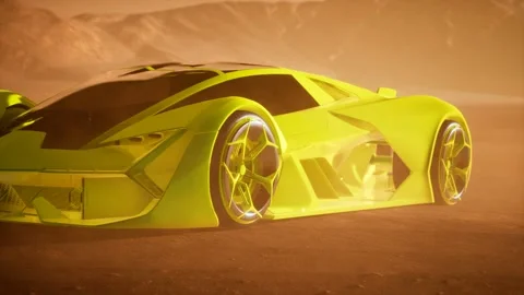 Supercar at sunset in desert Vidéo 128896049