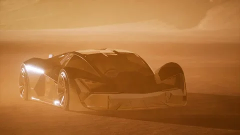 Supercar at sunset in desert Stock-Footage 135922335