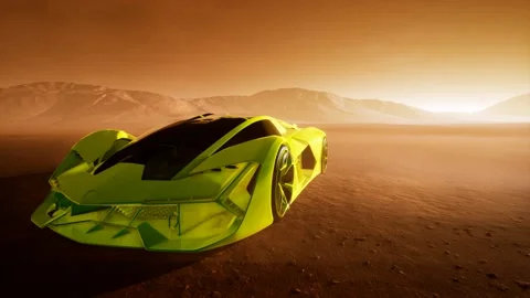 Supercar at sunset in desert Vidéo 135923025