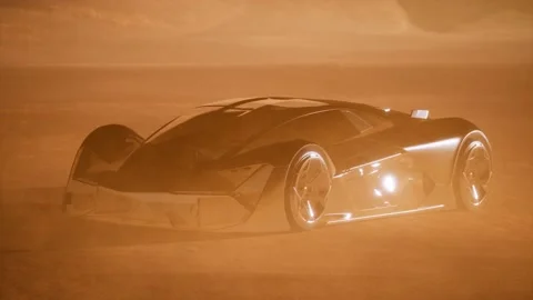 Supercar at sunset in desert Stock-Footage 141649501