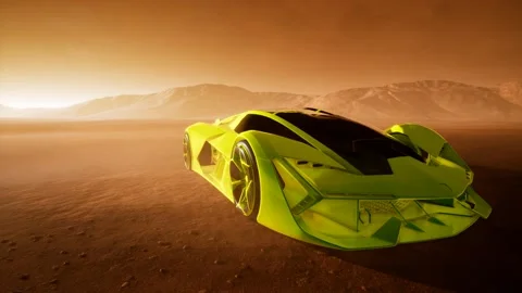 Supercar at sunset in desert Vídeo Stock 145193350