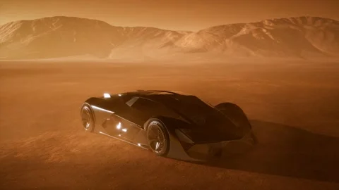 Supercar at sunset in desert Vídeo Stock 147326390