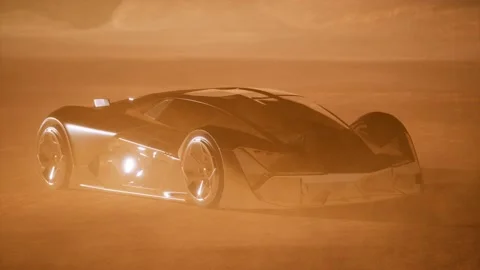 Supercar at sunset in desert Vídeo Stock 150429113