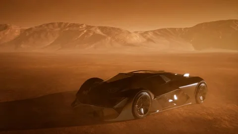 Supercar at sunset in desert Vídeo Stock 157360857