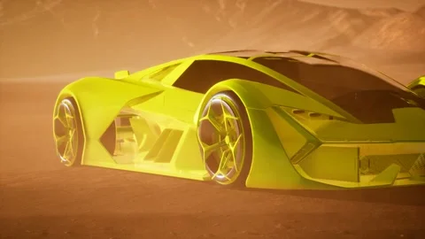Supercar at sunset in desert 库存影片 162531009