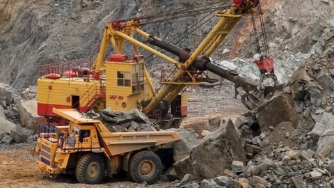 Supercar working in the quarry Stock Footage 93867159