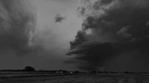 Supercell Approach in Black and White 4k UHD Stock Footage 305458943
