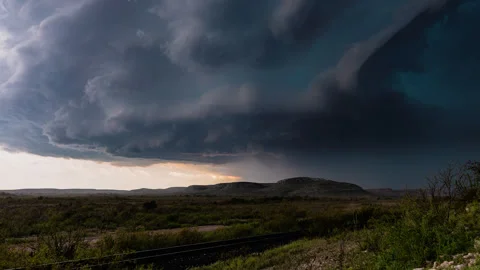 Supercell Creating Strong Winds over the Southern Texas landscape Timelapse Stock Footage 244491912