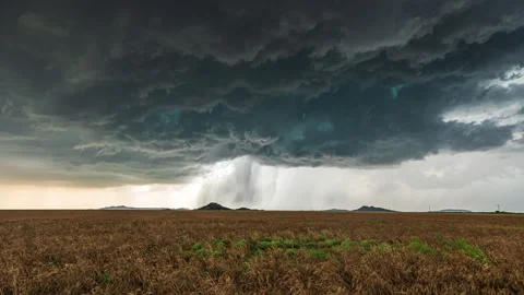 Supercell Developing over a Wheat Field Timelapse, Oklahoma Video stock 244821241