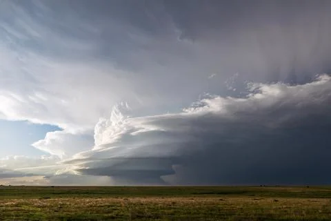 Supercell storm clouds over a field in Texas Stock Photos