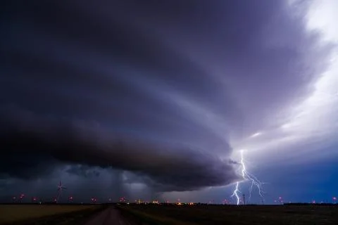Supercell storm with lightning Stock Photos