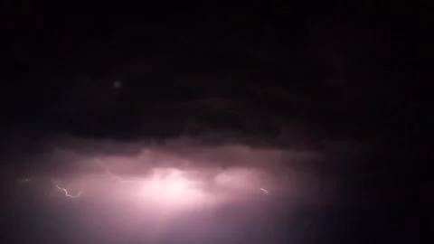 Supercell, thunder lightning storm and heavy rain in night in monsoon Stock-Footage 304716077