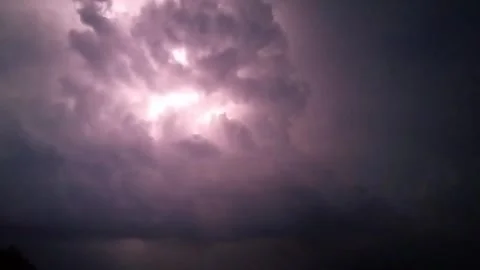 Supercell, thunder lightning storm and heavy rain in night in monsoon Stock-Footage 310794161