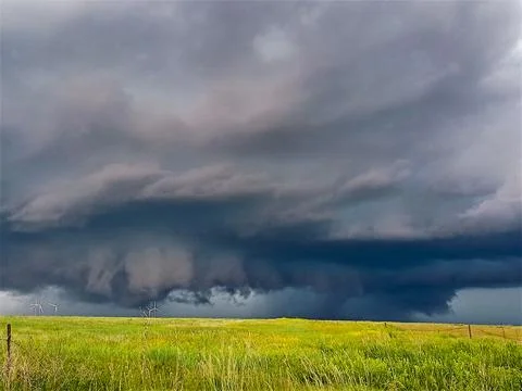Supercell Thunderstorm with Occluded Tornado Stock Photos