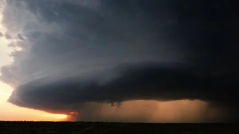 A Supercell Thunderstorm over the Plains of Tornado Alley Stock Footage 130607101