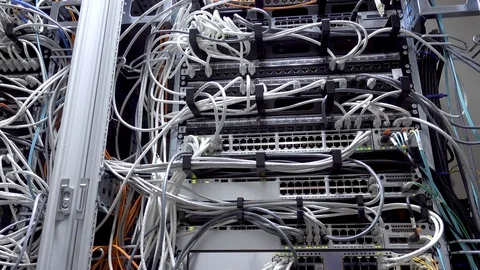 Supercomputer bottom view. The video contains flicker Modern data center. Stock Footage 107268698