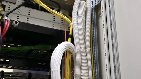 Supercomputer with cables and lamps in data center 스톡 동영상 71006580