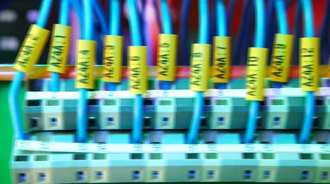 Supercomputer with cables close up Stock Footage 44373729