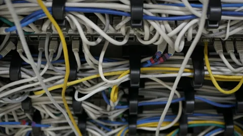 Supercomputer with cables. Network servers in a data center 스톡 동영상 113328281