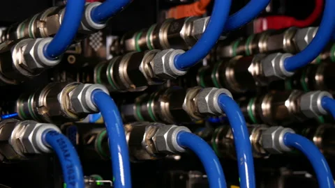 Supercomputer with many wires. Stock Footage 167831432