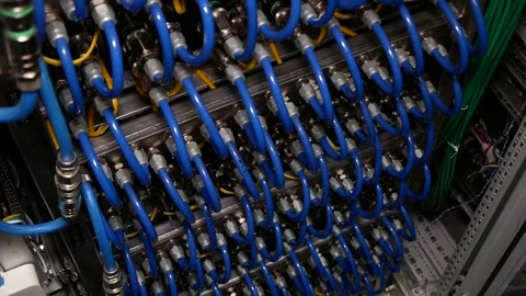 Supercomputer with many wires. Stock Footage 167831519