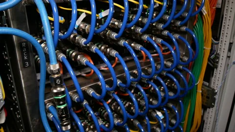 Supercomputer with many wires. Stock Footage 167831724