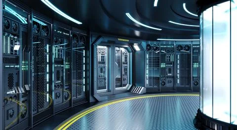 Supercomputer or quantum computer indoors 스톡 일러스트