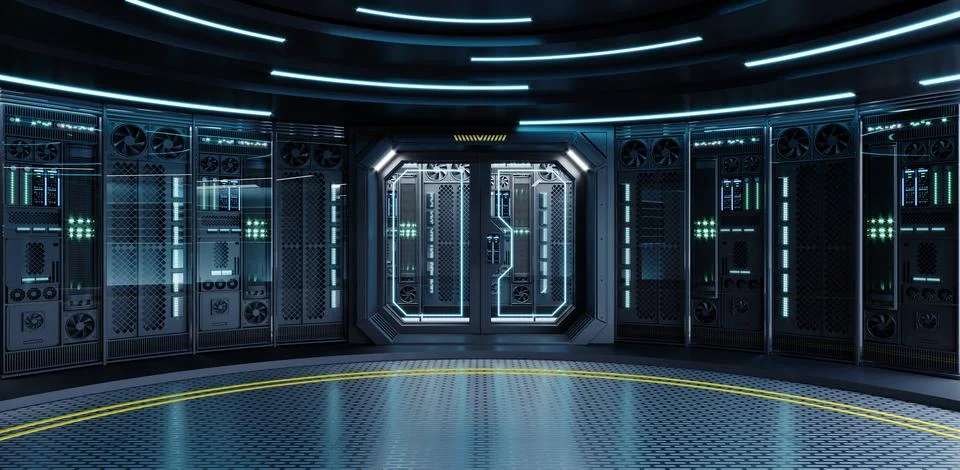 Supercomputer or quantum computer indoors Illustrazione stock