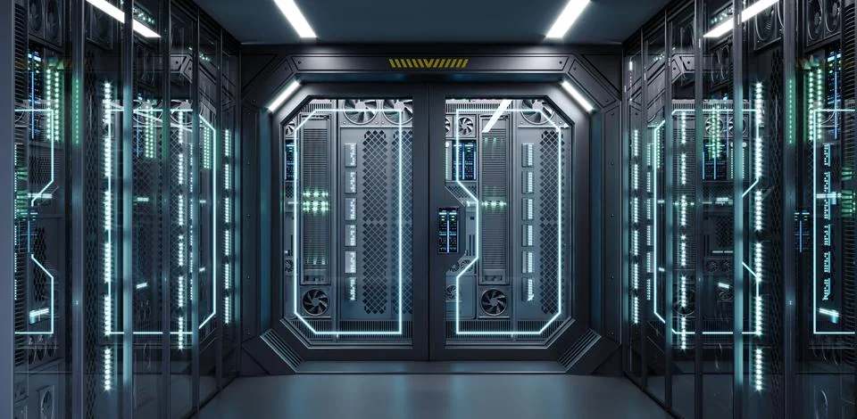 Supercomputer or quantum computer indoors イラスト素材